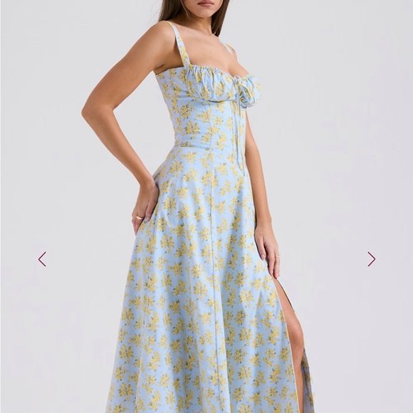 House of CB Blue and Yellow Floral Maxi Dress - Picture 2 of 4
